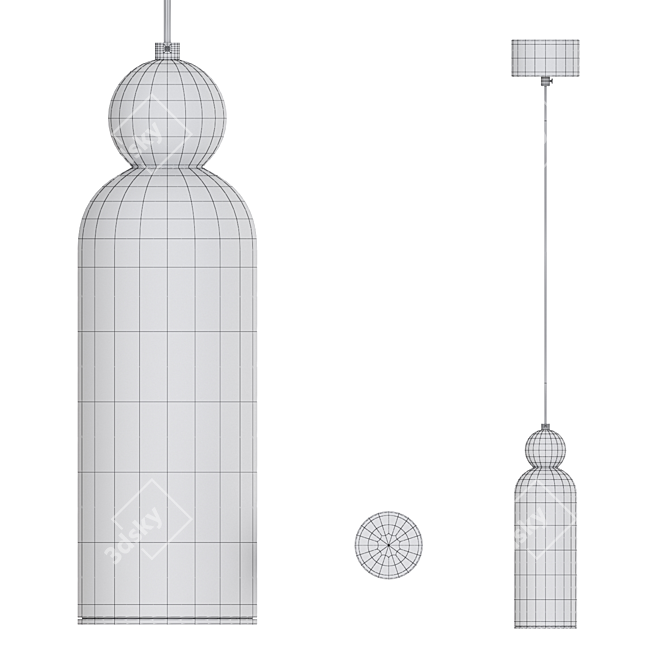 Brass Cylinder Sphere LED Pendant 3D model image 3