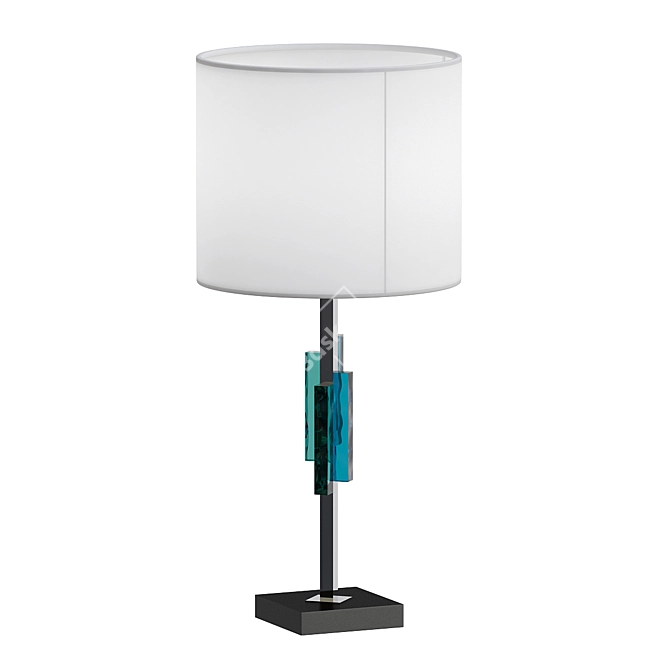 Sleek Danish Glass Metal Lamp 3D model image 1