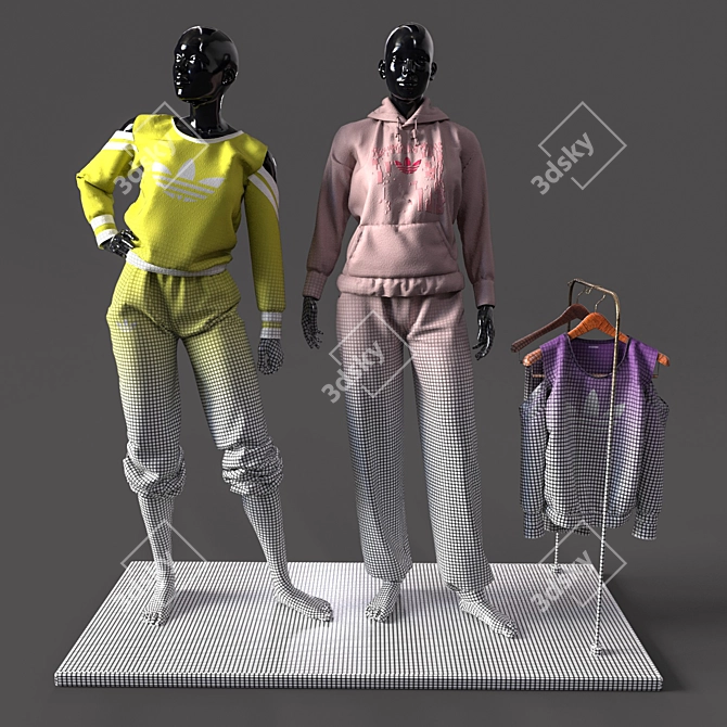 Sportswear Duo Mannequins 3D model image 4