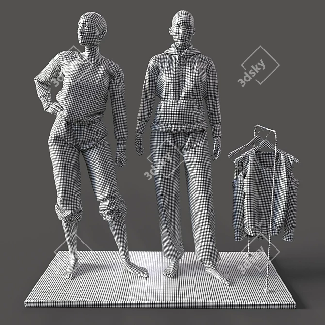 Sportswear Duo Mannequins 3D model image 5