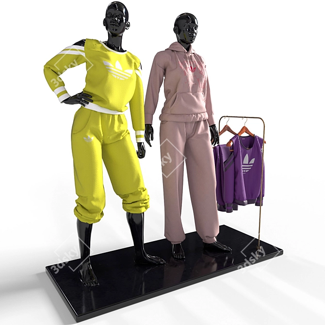 Sportswear Duo Mannequins 3D model image 8