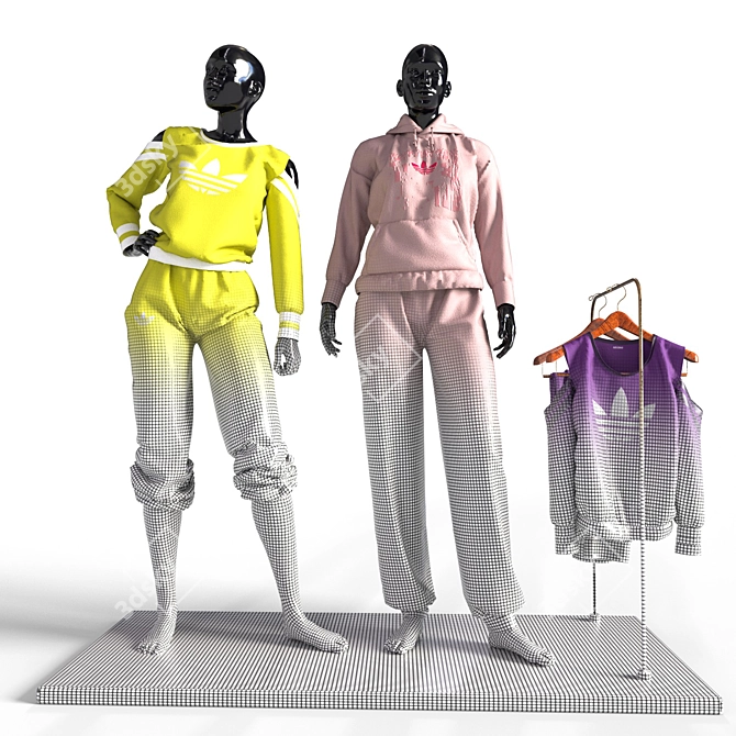 Sportswear Duo Mannequins 3D model image 10