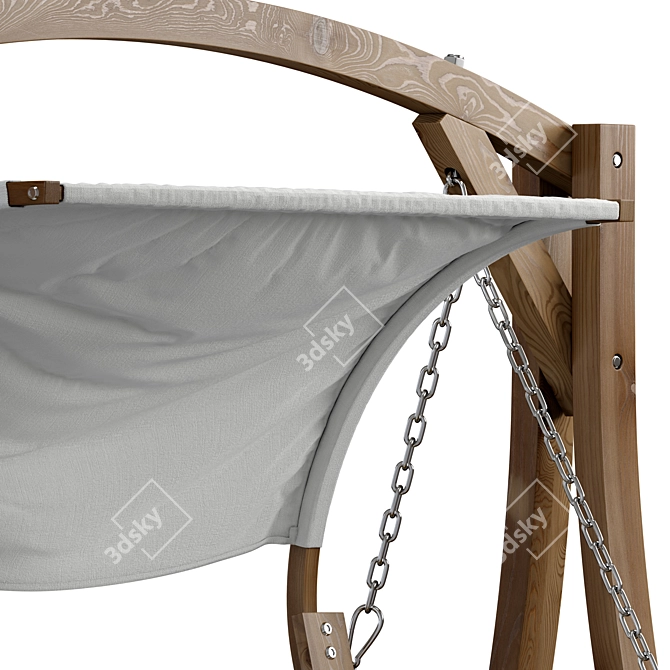 Title: Outdoor Wood Swing Seat 3D model image 4