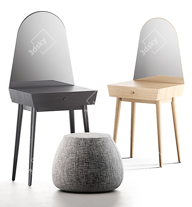 Modern Scandinavian Oak Dressing Table 3D model image 1
