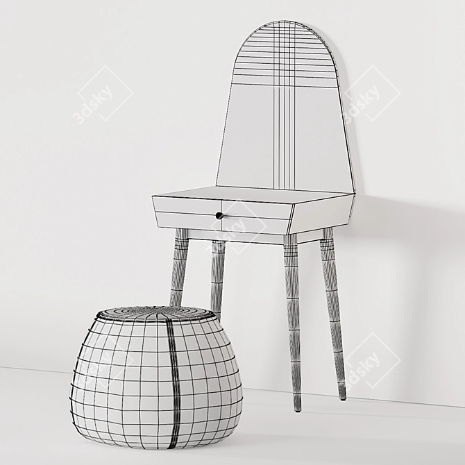 Modern Scandinavian Oak Dressing Table 3D model image 3