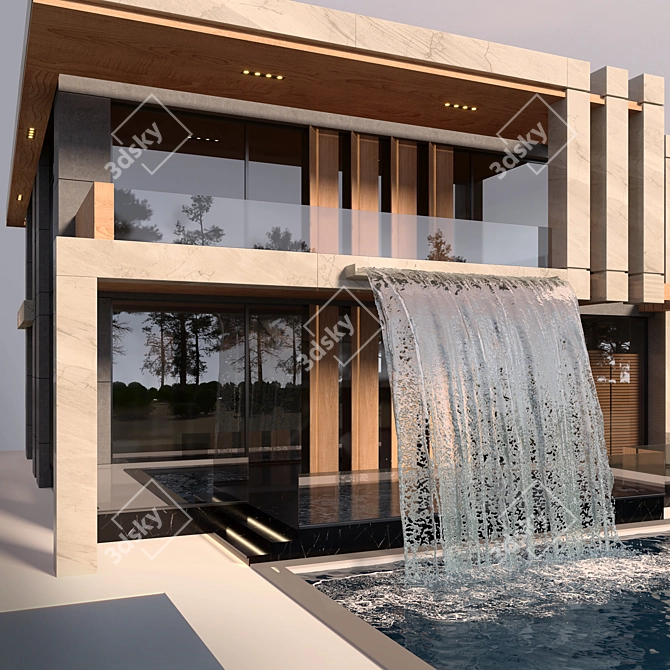 Luxury Villa Pool Paradise 3D model image 2