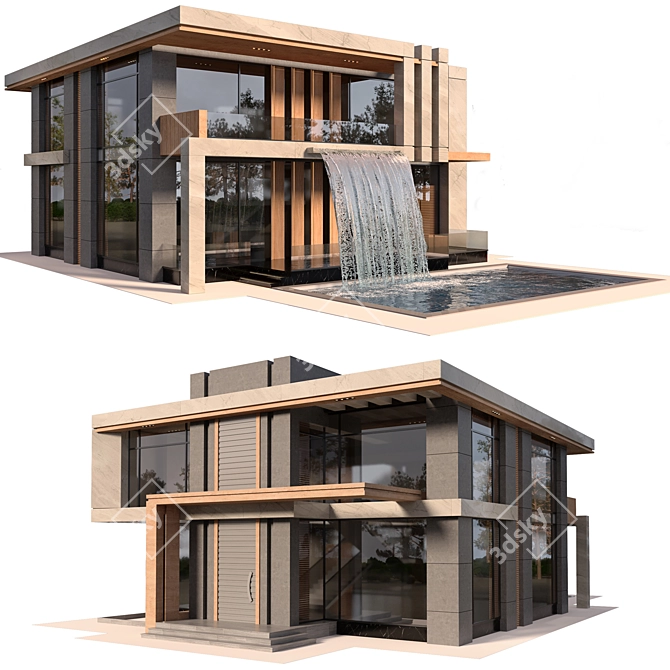 Luxury Villa Pool Paradise 3D model image 5