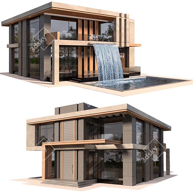 Luxury Villa Pool Paradise 3D model image 6