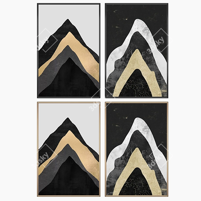 2 Paintings with 4 Frames 3D model image 2