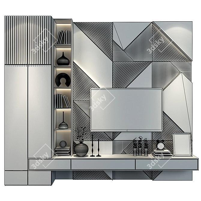 Modern TV Shelf for Living Room 3D model image 2