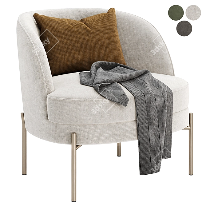 Elegant Fabric Accent Chair 3D model image 1