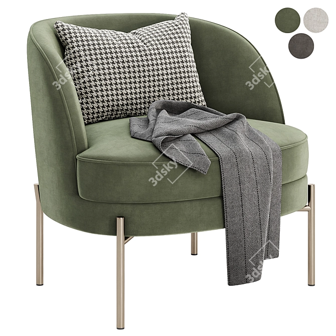 Elegant Fabric Accent Chair 3D model image 2
