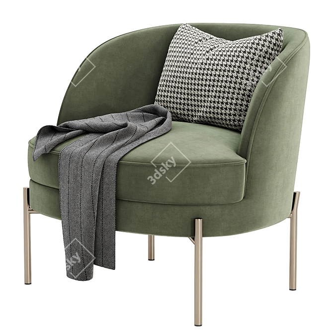 Elegant Fabric Accent Chair 3D model image 4