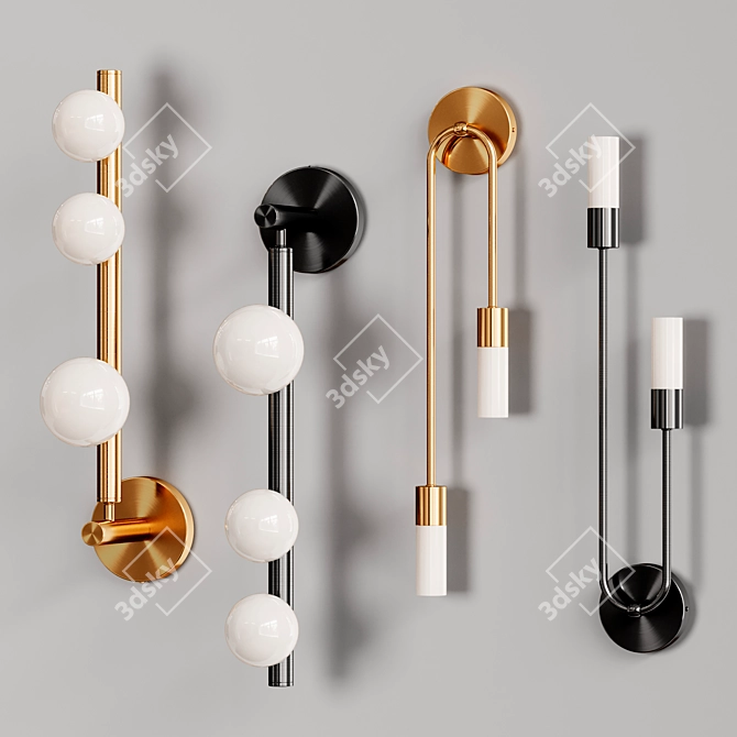 Elegant Wall Lamp Set 3D model image 1