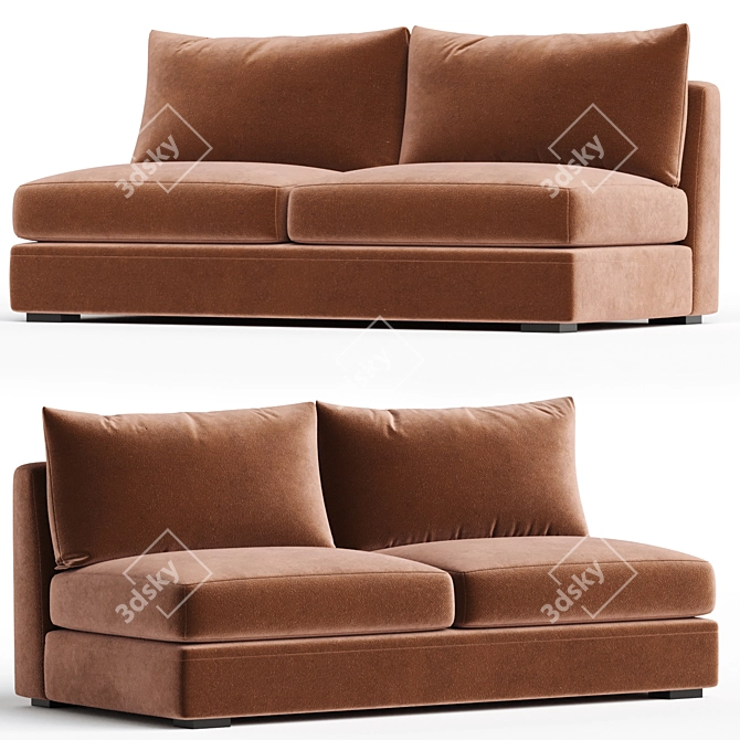 Sleek Winona Armless Sofa 3D model image 1