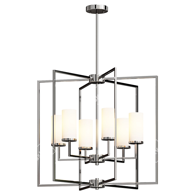 Elegant Metal & Glass Chandelier 3D model image 1