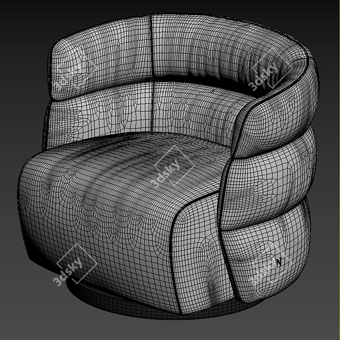 Luxury Natuzzi Couture Armchair 3D model image 4