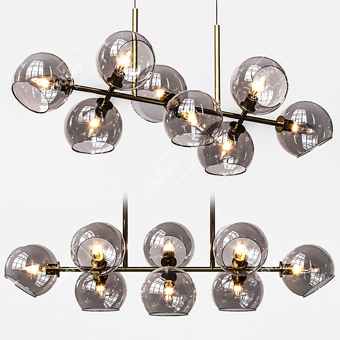 Vintage Glass Ball Pendant Light 3D model image 1
