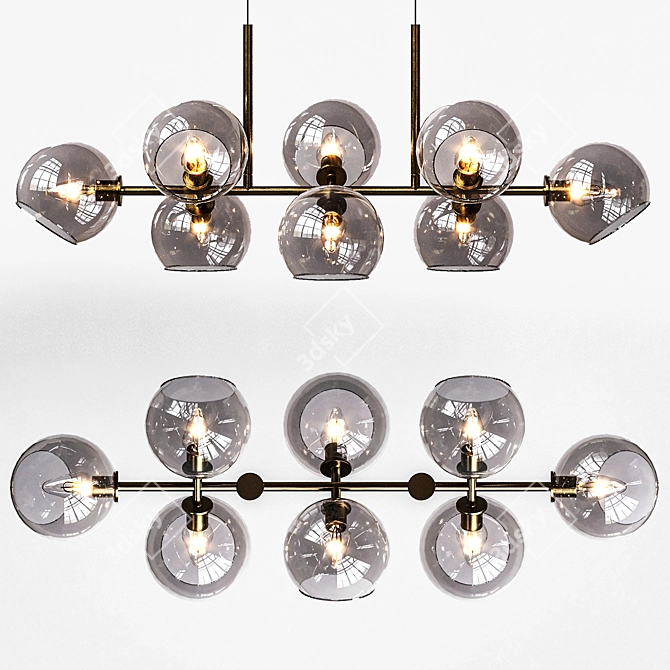 Vintage Glass Ball Pendant Light 3D model image 2