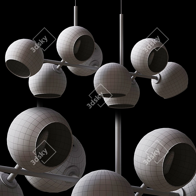 Vintage Glass Ball Pendant Light 3D model image 3