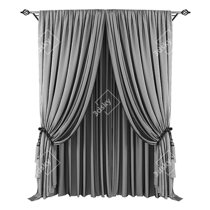 Textured High-Quality Curtains 3D model image 2