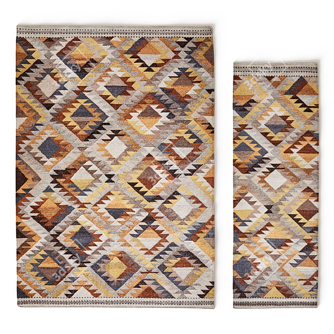 Colorful Kilim Rug Set Bundle 3D model image 2
