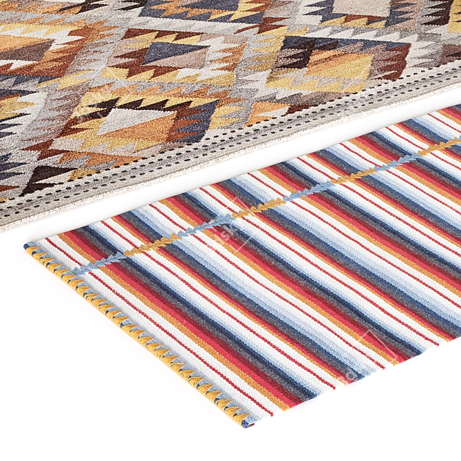 Colorful Kilim Rug Set Bundle 3D model image 3
