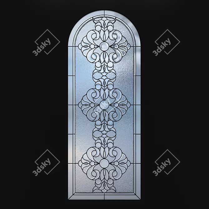 Stained Glass Arched Window 3D model image 1