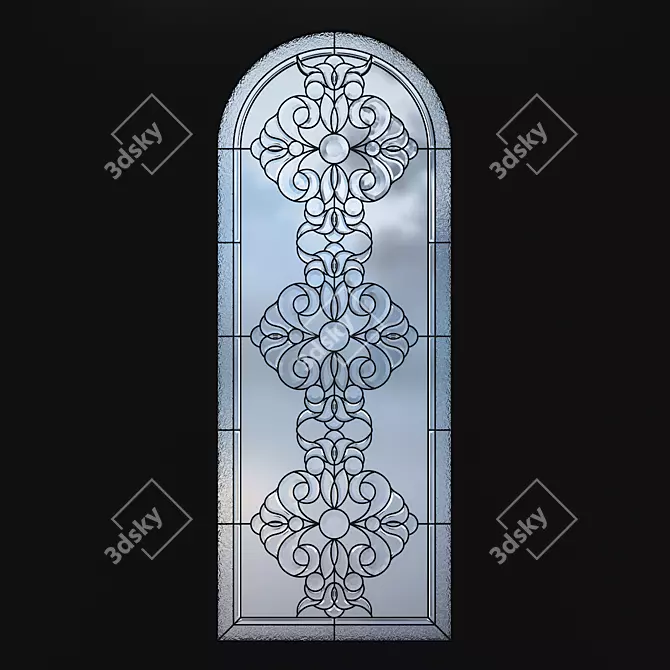 Stained Glass Arched Window 3D model image 2