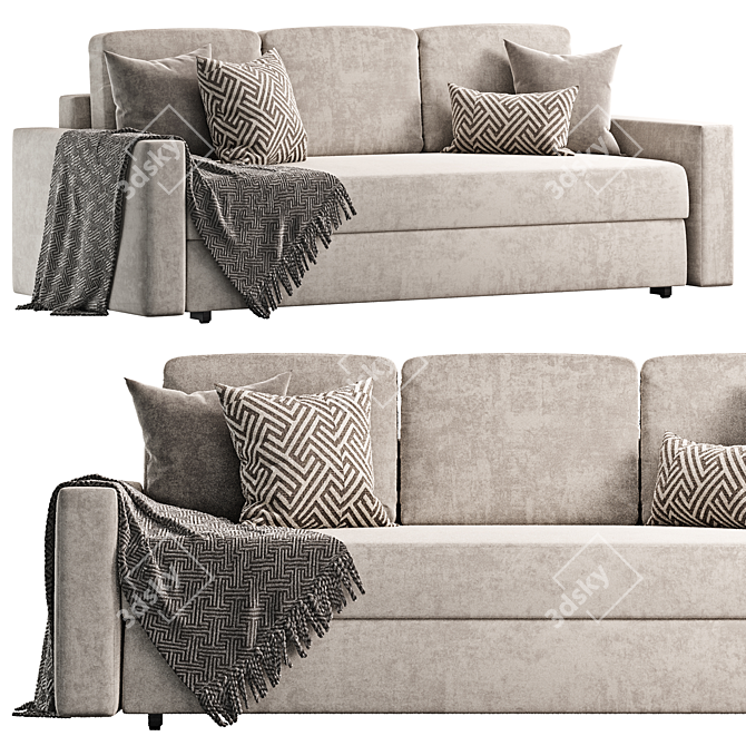 Elegant Porto Textile Blue Sofa 3D model image 1