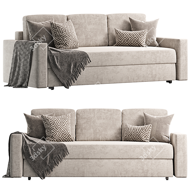 Elegant Porto Textile Blue Sofa 3D model image 2