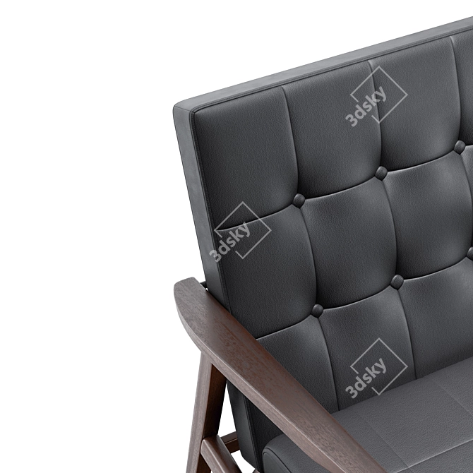 Mid-Century Leather Club Chair 3D model image 2