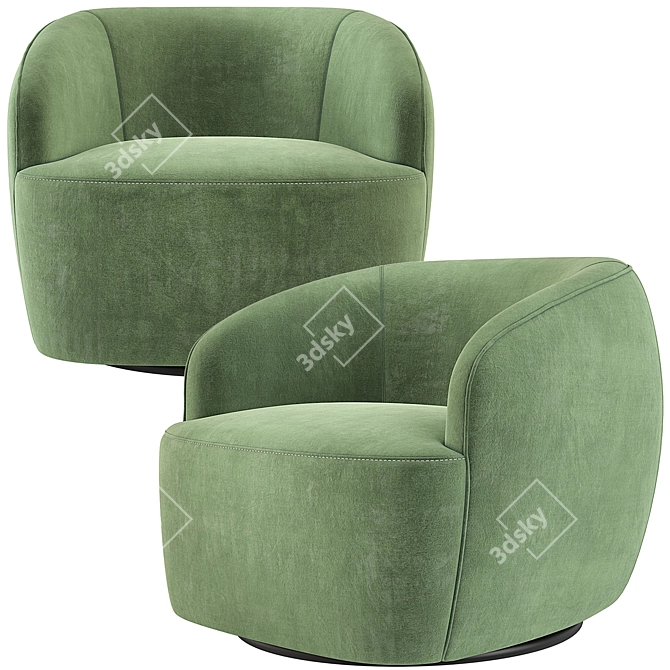 CB2 Gwyneth Swivel Chair | Modern Velvet Elegance 3D model image 3