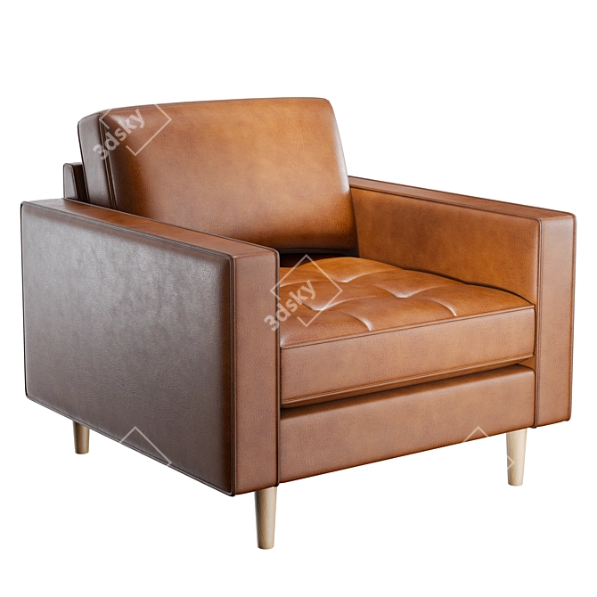 Vintage Top Grain Leather Armchair 3D model image 1