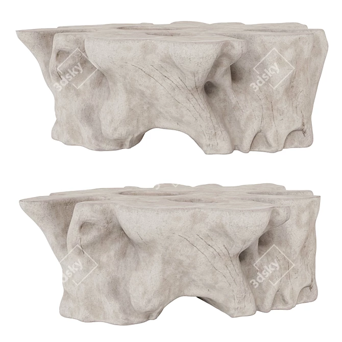 Teak Root Concrete Replica Sculpture 3D model image 1