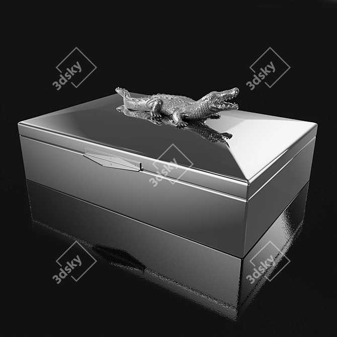 Eichholtz Rectangular Croc Jewelry Box 3D model image 1