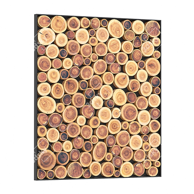 Rustic Wood Slice Panel 3D model image 1