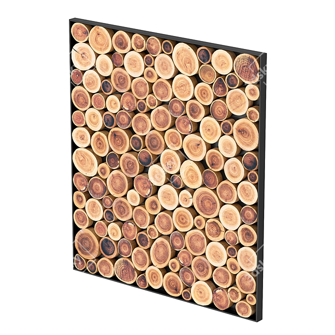 Rustic Wood Slice Panel 3D model image 2