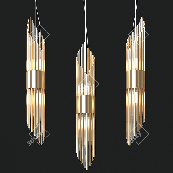 Art Deco Pendant Lamp Brass 3D model image 1