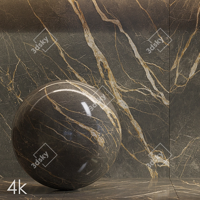 Golden Imperio Marble Texture Set 3D model image 1