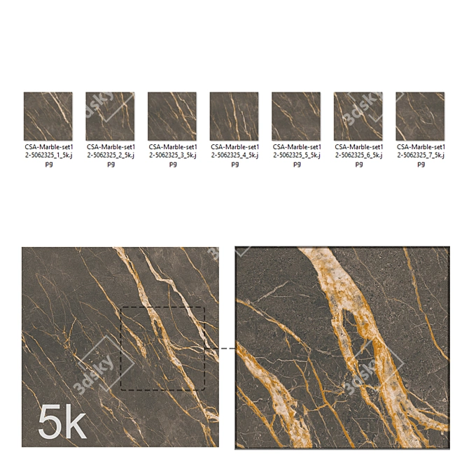 Golden Imperio Marble Texture Set 3D model image 3