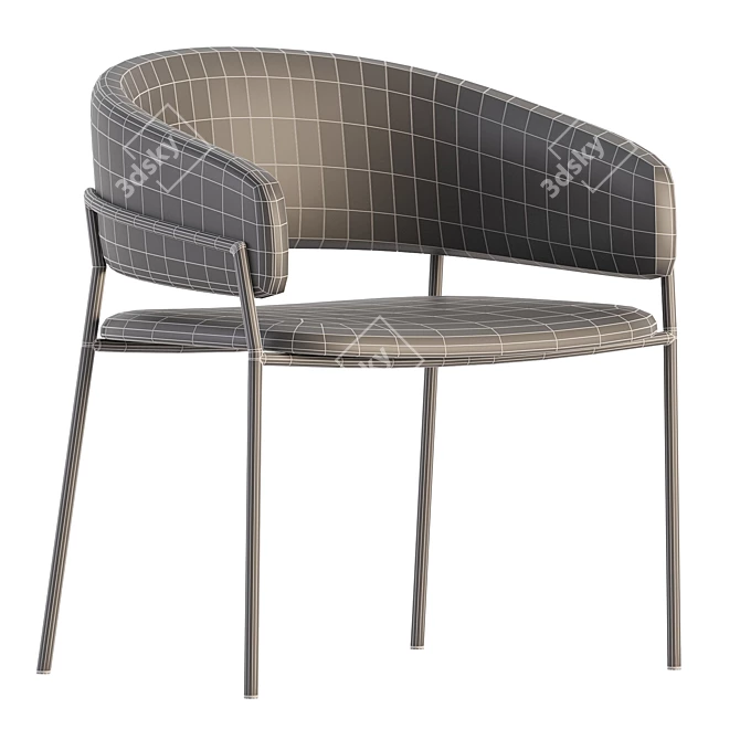 Modern Velvet Stool in Midnight Blue 3D model image 6
