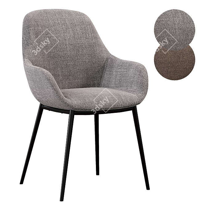 Elegant Konna Chair in Grey 3D model image 1