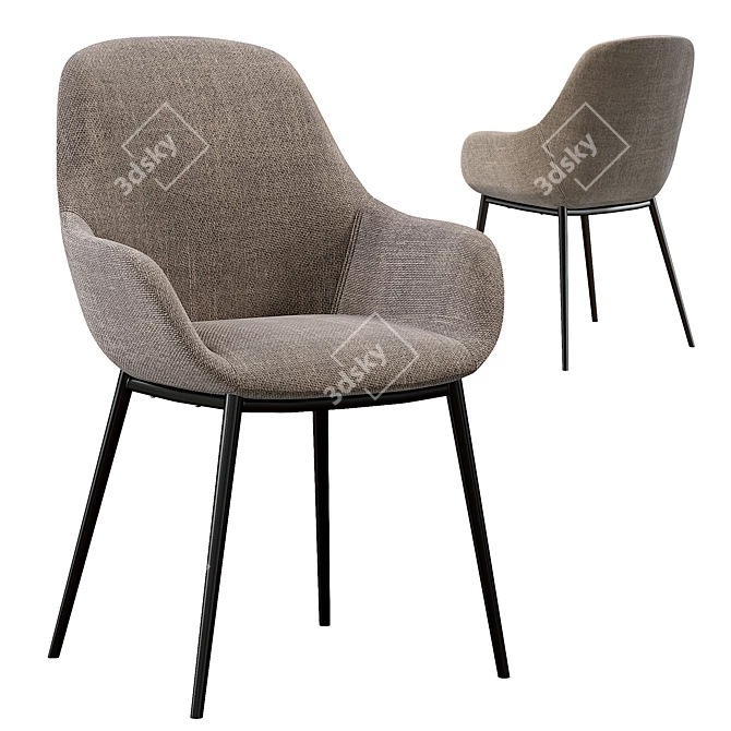 Elegant Konna Chair in Grey 3D model image 2