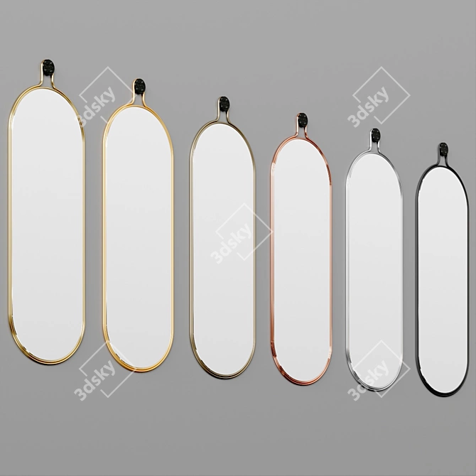 Art Deco Brass Mirror-Marble 3D model image 4