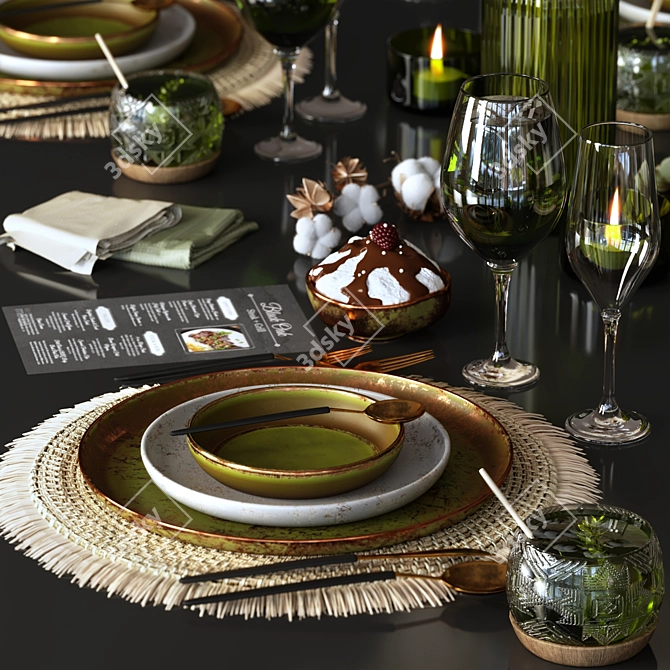 Modern Tableware Design Set 3D model image 2