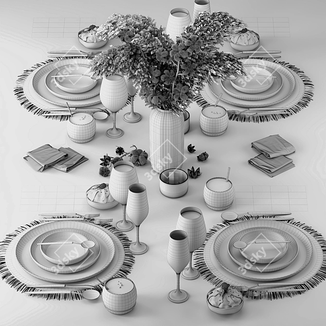 Modern Tableware Design Set 3D model image 5