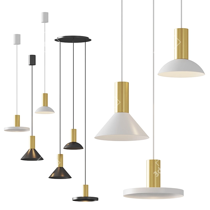 Modern Brass Pendant Lighting Collection 3D model image 1