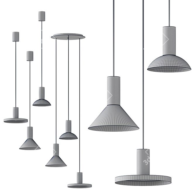 Modern Brass Pendant Lighting Collection 3D model image 2