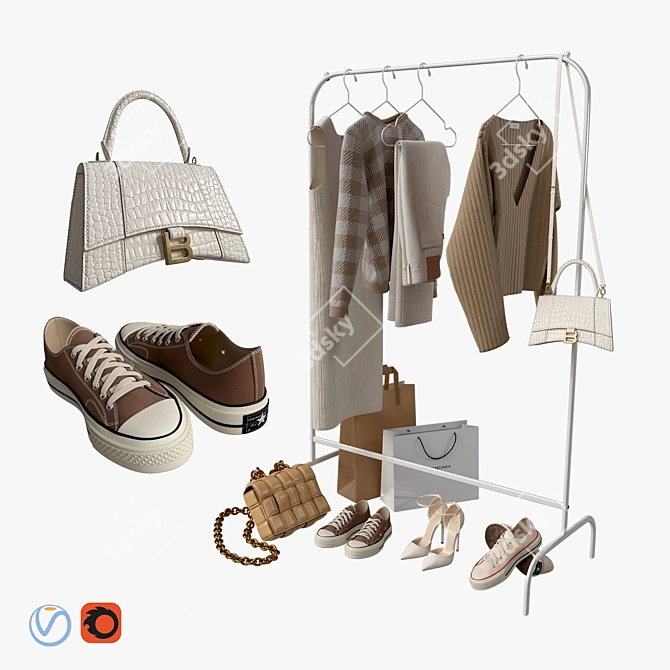 Modern Fashion Accessories & Footwear 3D model image 1